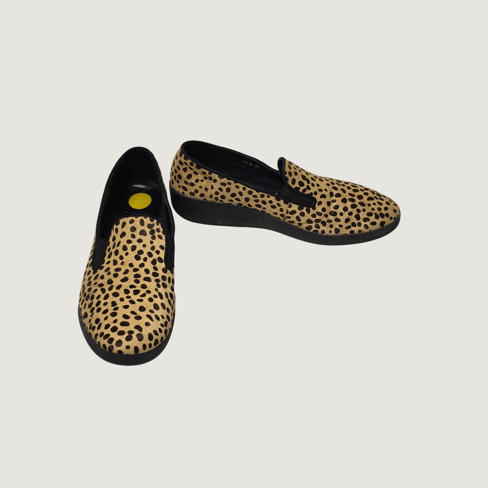 FitFlop Leopard Calf Hair Loafers Supercomff Slip On Shoes Animal Print EUR 39